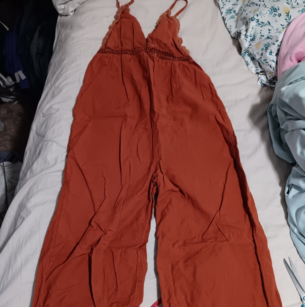 Billabong Brown Jumpsuit with Relaxed Fit and Elastic Waist